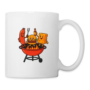 Grill Bratwurst Cheese Burger Fire Party Fourchette - Mug blanc - blanc - Droite