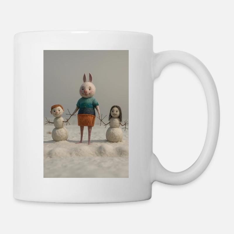Drôle de lapin de Pâques famille feutre Art - Mug blanc - blanc