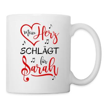 Mein Herz schlägt für Sarah - Tasse - Weiß - Rechts