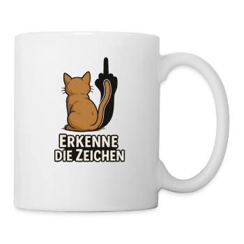 Recognize the signs cat middle finger - Mug - white - Right