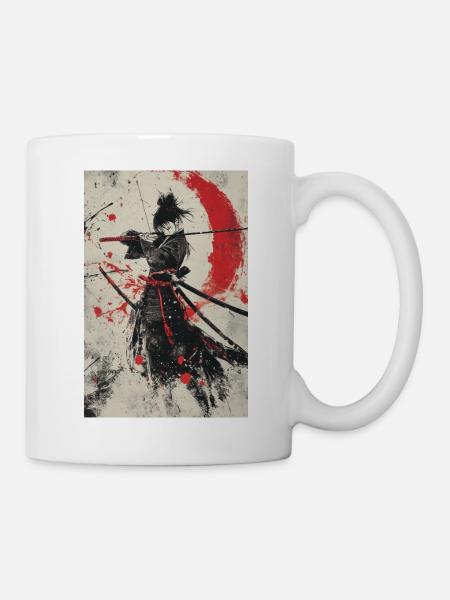 Samurai-Geist in Rot und Schwarz - Tasse - Weiß