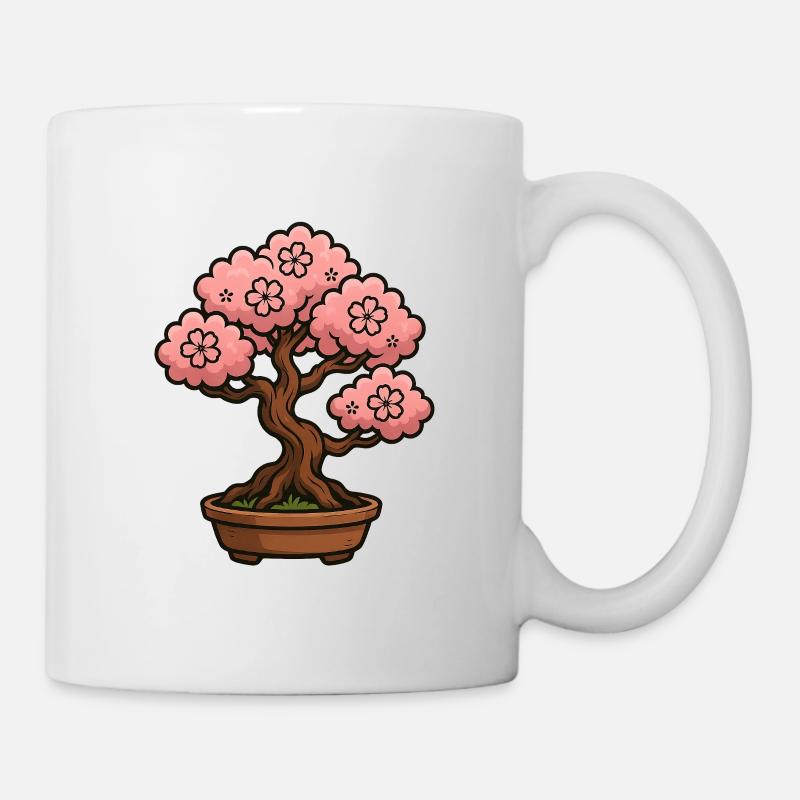 Kirchblüten Bonsai Baum - Tasse - Weiß