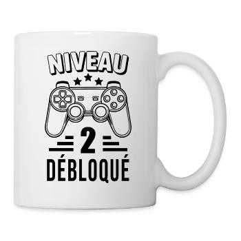 Niveau 2 Débloqué – Cadeau Anniversaire Gamer - Mug blanc - blanc - Droite