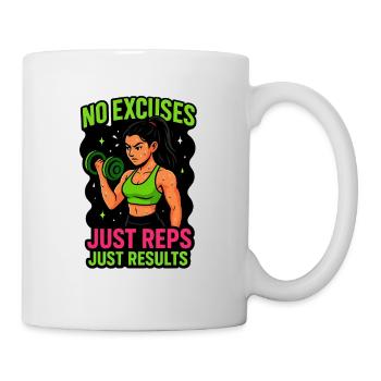 No Excuses Gym Girl Power Fitness Workout - Mug - white - Right