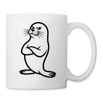 Bad-tempered seal with crossed arms - Mug - white - Right