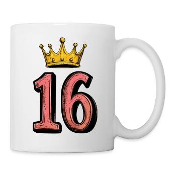 16 Zahl Krone - Tasse - Weiß - Rechts