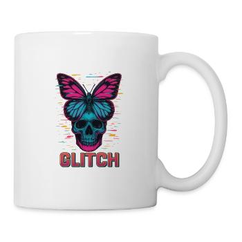 Neon Skull mit Schmetterling Design - Tasse - Weiß - Rechts