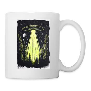 UFO in den Mitternachtskiefern - Tasse - Weiß - Rechts