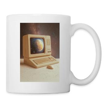 Retro-Computer trifft Weltraum - Tasse - Weiß - Rechts