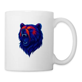 Life-robbing bear head in neon style - Mug - white - Right