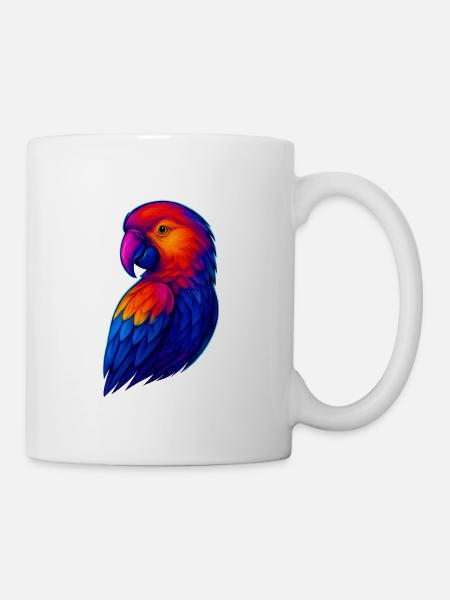 Lebendige Regenbogenpapagei Illustration - Tasse - Weiß