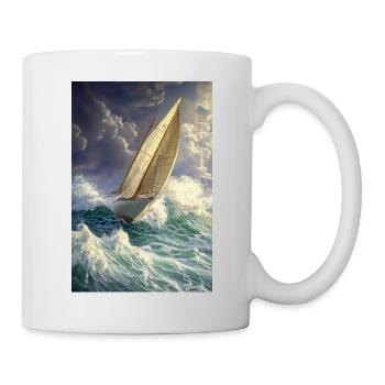 Tempête Naviguez à travers des mers peintes - Mug blanc - blanc - Droite