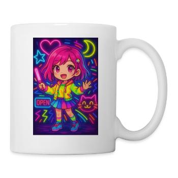 Neon Chibi Magic – Colorful Anime Energy - Mug - white - Right