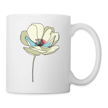 Blumenillustration Vintage Stil - Tasse - Weiß - Rechts