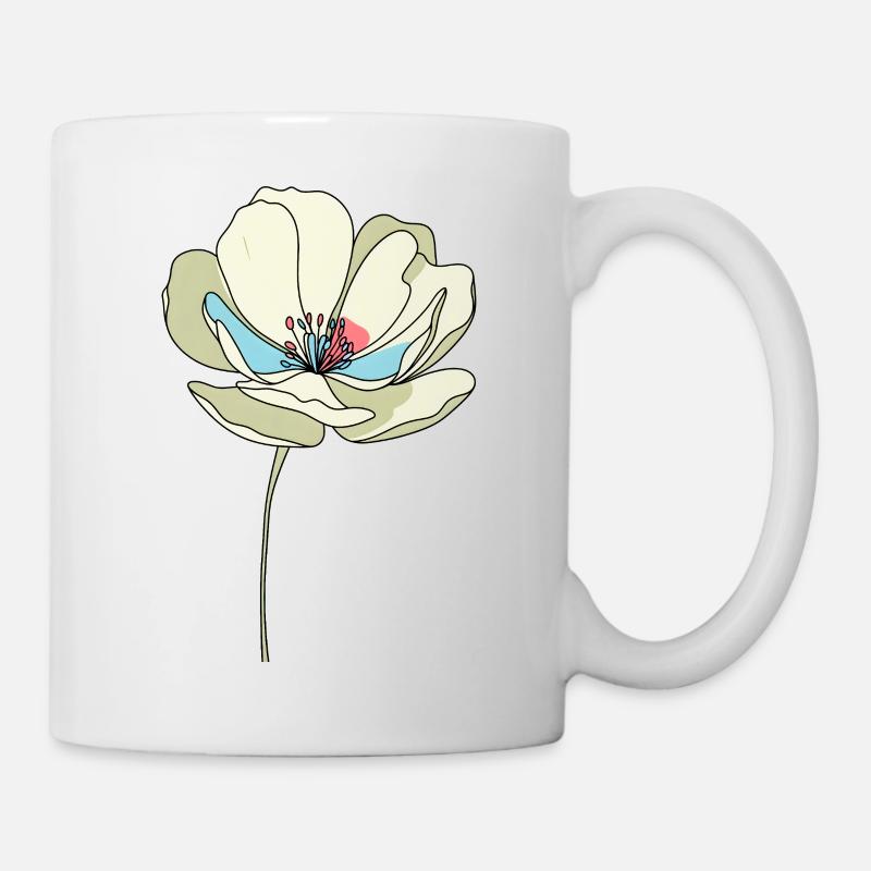 Floral Illustration Vintage Style - Mug - white