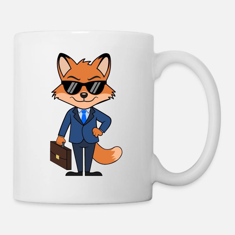 Fox Geschäftsmann eleganter Anzug mit Aktentasche - Tasse - Weiß