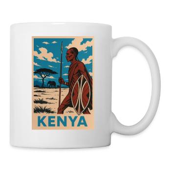 Kenya Maasai Warrior Nature Illustration - Tasse - Weiß - Rechts
