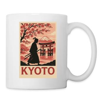 Kyoto Samurai und Kirschblüten Silhouette - Tasse - Weiß - Rechts