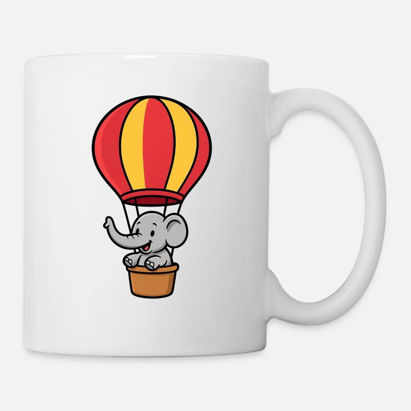 Cute Elephant Balloon Kids Design - Mug - white