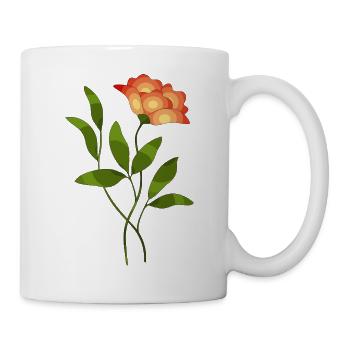 Florale Illustration mit kontrastierenden Farbtönen - Tasse - Weiß - Rechts