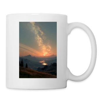 Kosmischer Sonnenuntergang über Bergen - Tasse - Weiß - Rechts
