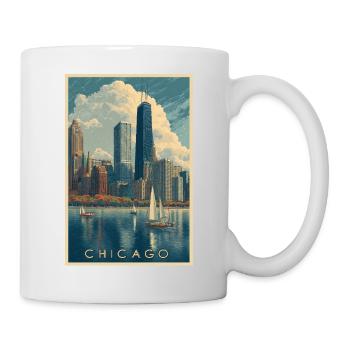 Die Skyline von Chicago mit Segelbooten - Tasse - Weiß - Rechts