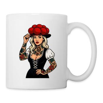 Black Forest Tattoo Girl – Bollenhut Beauty - Mug - white - Right