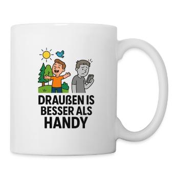 Humorous saying outside is better than cell phone - Mug - white - Right
