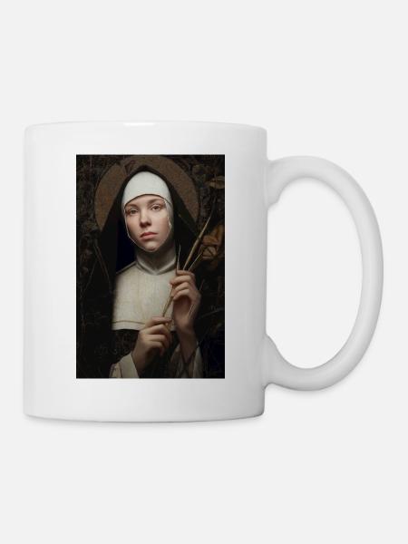 Heiteres Nonnenporträt - Tasse - Weiß
