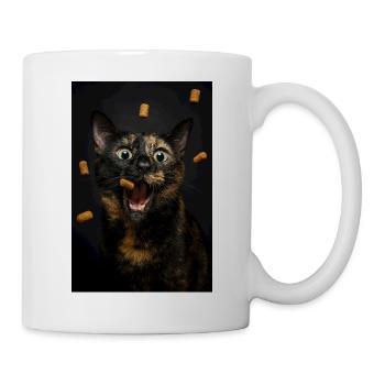 Aufgeregte Katze liebt Leckerlis - Tasse - Weiß - Rechts