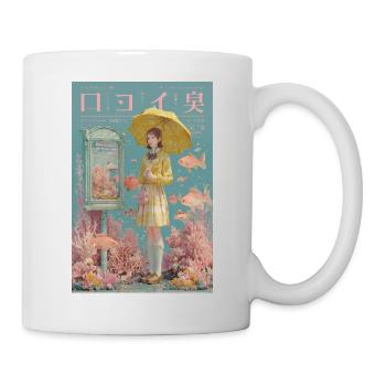 Mädchen Mit Regenschirm Im Surrealen Ozean - Tasse - Weiß - Rechts