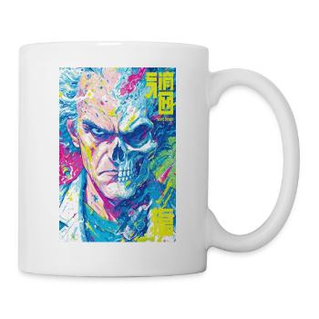 Halb Mensch, halb Schädel Pop Art - Tasse - Weiß - Rechts