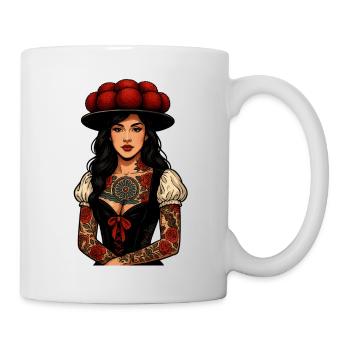 Bollenhut Tattoo Frau Schwarzwald Freiburg Heimat - Tasse - Weiß - Rechts
