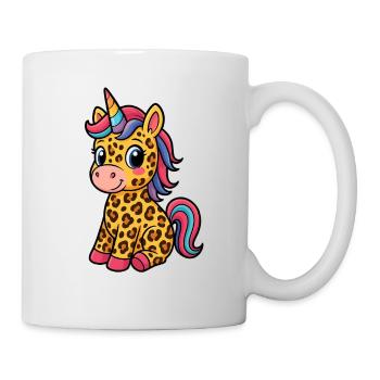 Leoparden-Einhorn – Süßes Cartoon-Design - Tasse - Weiß - Rechts