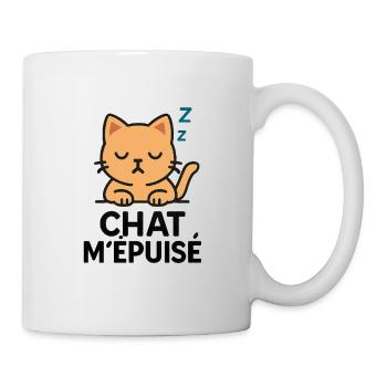 Katze erschöpft mich - Chat Humor - Tasse - Weiß - Rechts