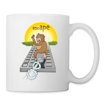 Humorous monkey design with keyboard - Mug - white - Right