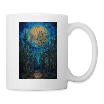 Bitcoin to the moon oil painting - Mug - white - Right
