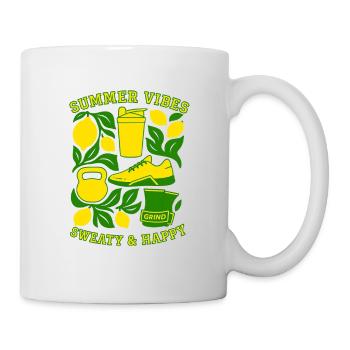 Ambiance estivale – En sueur et heureux | Conception de fitness - Mug blanc - blanc - Droite