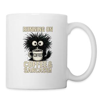 Läuft mit Kaffee & Sarkasmus – Lustiges Kaffeelieb - Tasse - Weiß - Rechts