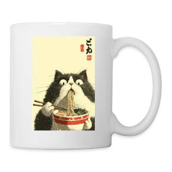 Überraschte Katze, die Ramen isst - Tasse - Weiß - Rechts