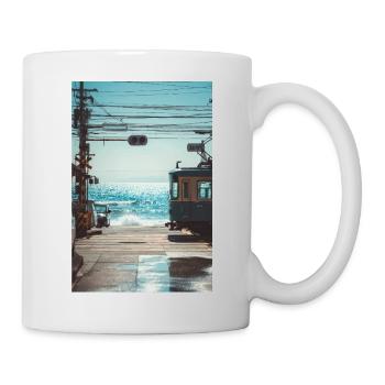 Seaside Japanese Train Crossing - Mug - white - Right