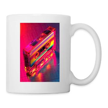 Neon Regenbogen Kassette - Tasse - Weiß - Rechts