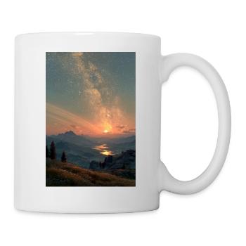 Kosmischer Sonnenuntergang über Bergen - Tasse - Weiß - Rechts