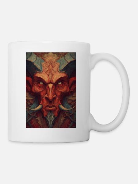 Höllische Dämonenmaske Kunst - Tasse - Weiß
