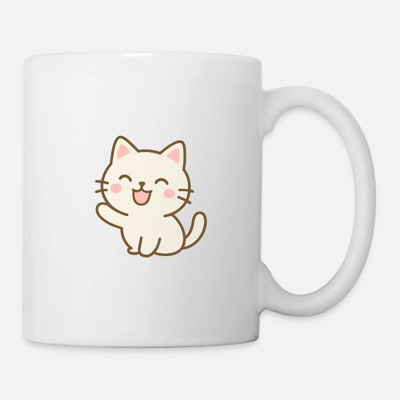 Chat heureux - Mug blanc - blanc