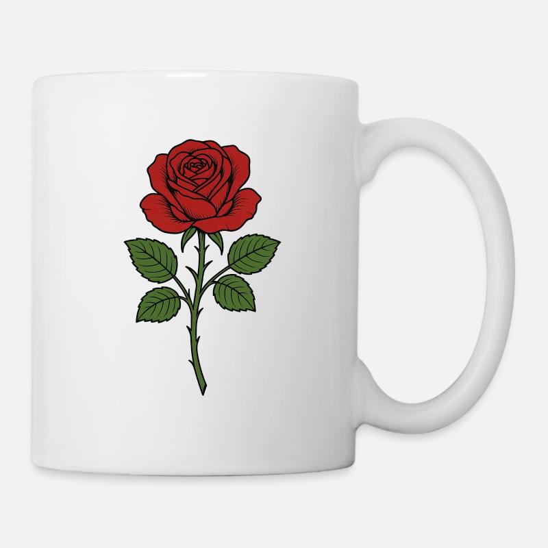 Rose d’Erchian à feuilles vertes - Mug blanc - blanc