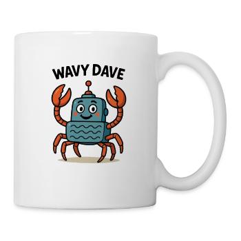 Robot crabe joyeux avec ligne de détail ondulée - Mug blanc - blanc - Droite