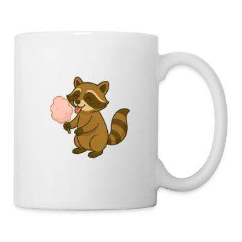 Raton laveur mignon avec barbe à papa - Mug blanc - blanc - Droite