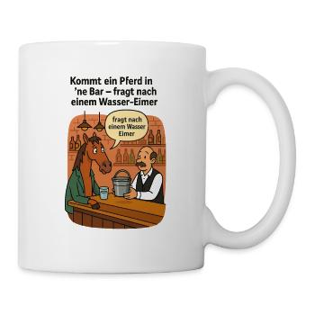Pferd in Bar Eimer Wasser - Tasse - Weiß - Rechts