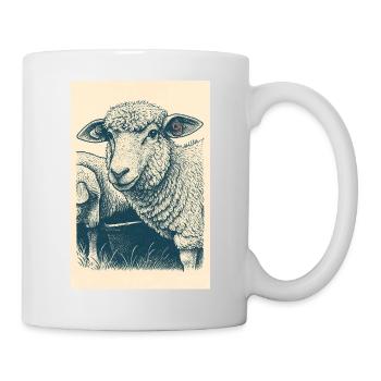 Vintager Linien-Schaf - Tasse - Weiß - Rechts